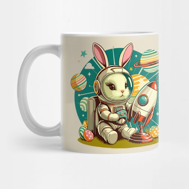 Retro Futurism Easter Bunny Astronaut by Ghost on Toast